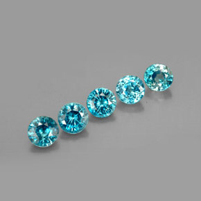 Pedras preciosas de zircão azul natural de  ct, corte redondo, VS