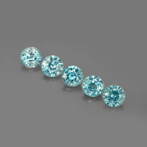 Pedras preciosas de zircão azul natural de  ct, corte redondo, VS