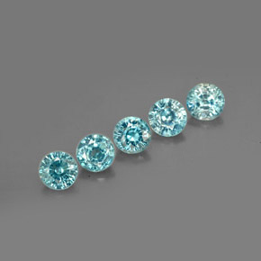 Pedras preciosas de zircão azul natural de  ct, corte redondo, VS