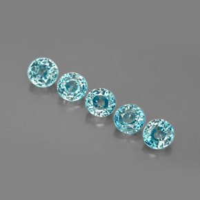 Pedras preciosas de zircão azul natural de  ct, corte redondo, VS