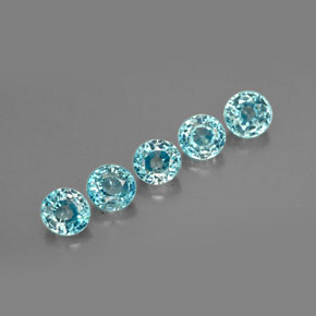 Pedras preciosas de zircão azul natural de  ct, corte redondo, VS