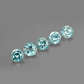 Pedras preciosas de zircão azul natural de  ct, corte redondo, VS