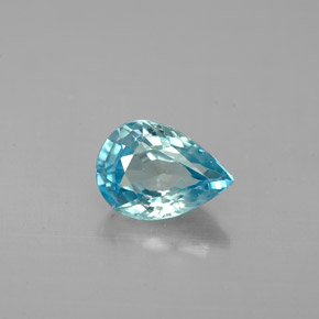 Zircão azul natural 1,71ct, formato de pêra, VVS-VS