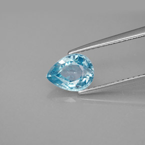 Zircão azul natural 1,55ct, formato de pêra, VS