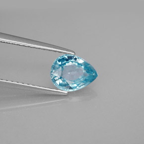 Zircão azul natural 1,55ct, formato de pêra, VS