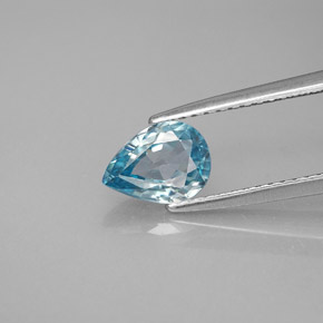 Zircão azul natural 1,45ct, formato de pêra, VVS-VS