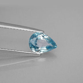 Zircão azul natural 1,45ct, formato de pêra, VVS-VS