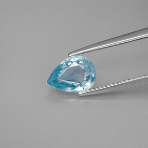 Zircão azul natural 1,64ct, formato de pêra, VVS