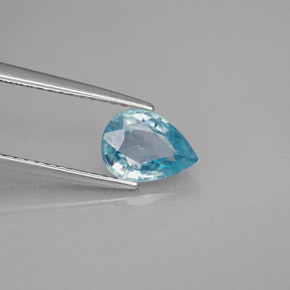Zircão azul natural 1,64ct, formato de pêra, VVS