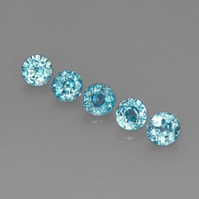 Pedras preciosas de zircão azul natural de  ct, corte redondo, VS