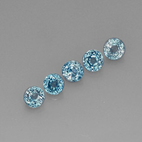 Pedras preciosas de zircão azul natural de  ct, corte redondo, VS