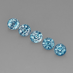 Pedras preciosas de zircão azul natural de  ct, corte redondo, VS