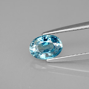 Zircão azul natural 1,23ct, corte oval, VVS-VS
