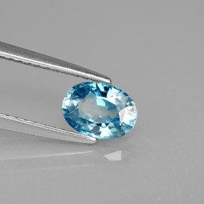 Zircão azul natural 1,23ct, corte oval, VVS-VS