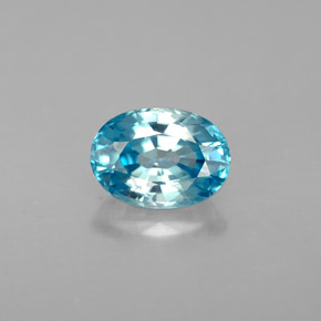 Zircão azul natural 1,41ct, corte oval, VVS-VS