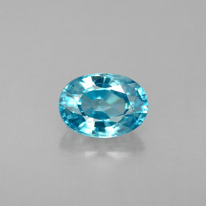 Zircão azul natural 1,37ct, corte oval, VS