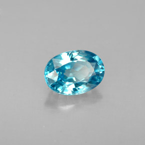 Zircão azul natural 1,37ct, corte oval, VS