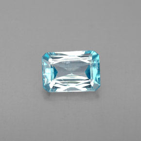 Zircão azul natural 1,38ct, corte esmeralda, VS