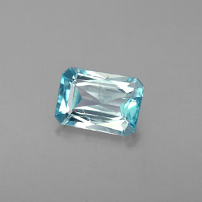 Zircão azul natural 1,38ct, corte esmeralda, VS