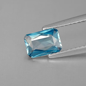 Zircão azul natural 1,04ct, corte esmeralda, VVS-VS