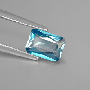 Zircão azul natural 1,04ct, corte esmeralda, VVS-VS