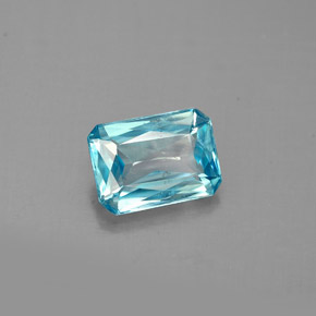Zircão azul natural 1,45ct, corte esmeralda, VS