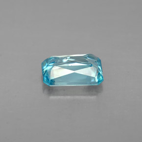 Zircão azul natural 1,45ct, corte esmeralda, VS
