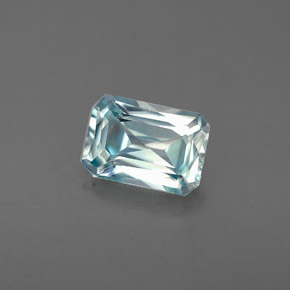 Zircão azul natural 1,40ct, corte esmeralda, VVS-VS