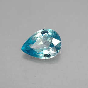 Zircão azul natural 1,50ct, formato de pêra, VVS-VS