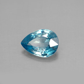 Zircão azul natural 1,45ct, formato de pêra, VVS
