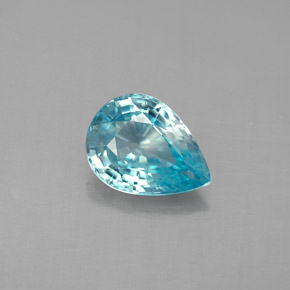 Zircão azul natural 1,53ct, formato de pêra, VVS