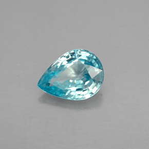 Zircão azul natural 1,53ct, formato de pêra, VVS