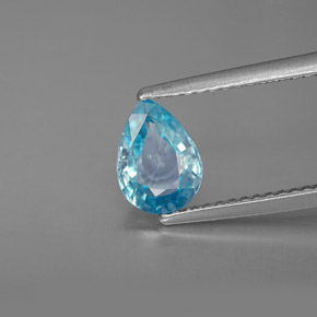 Zircão azul natural 1,29ct, formato de pêra, VVS-VS