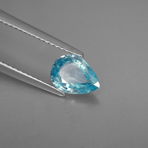 Zircão azul natural 1,29ct, formato de pêra, VVS-VS