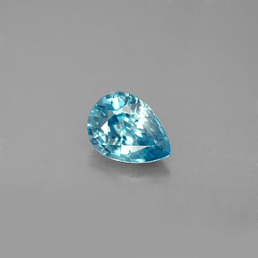 Zircão azul natural 1,58ct, formato de pêra, VVS-VS