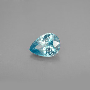 Zircão azul natural 1,58ct, formato de pêra, VVS-VS
