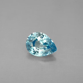Zircão azul natural 1,54ct, formato de pêra, VVS-VS
