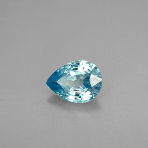 Zircão azul natural 1,54ct, formato de pêra, VVS-VS