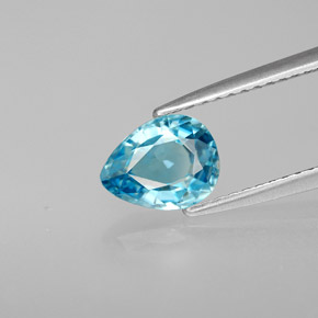 Zircão azul natural 1,38ct, formato de pêra, VS