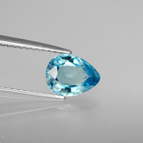 Zircão azul natural 1,38ct, formato de pêra, VS