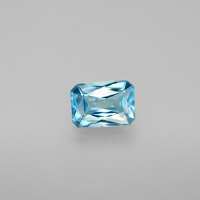 Zircão azul natural 1,17ct, corte esmeralda, VVS-VS