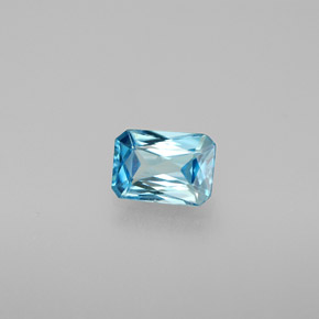 Zircão azul natural 1,17ct, corte esmeralda, VVS-VS