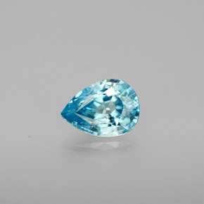 Zircão azul natural 1,30ct, formato de pêra, VVS-VS