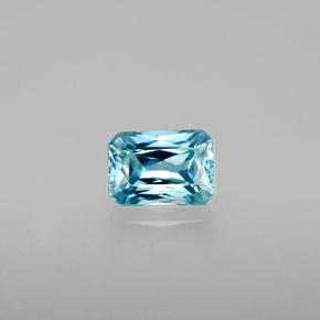 Zircão azul natural 1,44ct, corte esmeralda, VS