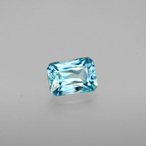 Zircão azul natural 1,44ct, corte esmeralda, VS