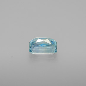 Zircão azul natural 1,44ct, corte esmeralda, VS