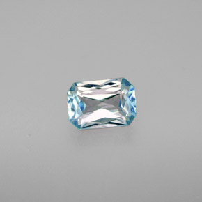 Zircão azul natural 1,38ct, corte esmeralda, VVS-VS