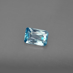 Zircão azul natural 1,35ct, corte esmeralda, VS
