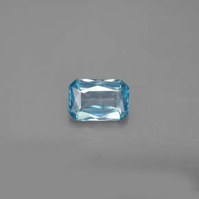 Zircão azul natural 1,12ct, corte esmeralda, VS
