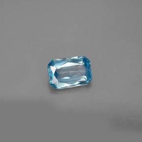 Zircão azul natural 1,12ct, corte esmeralda, VS